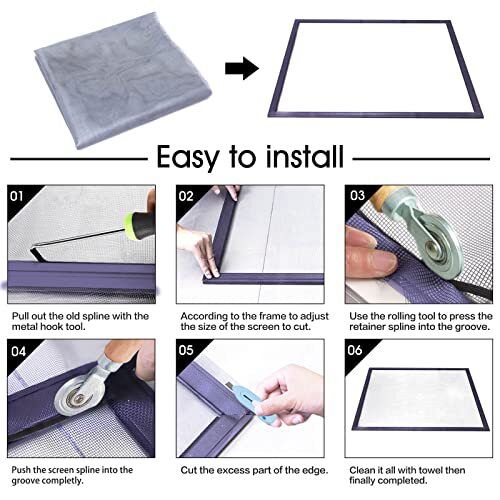 Windows Screen and Screen Door Replacement, 48"x118" Fiberglass Screen Mesh