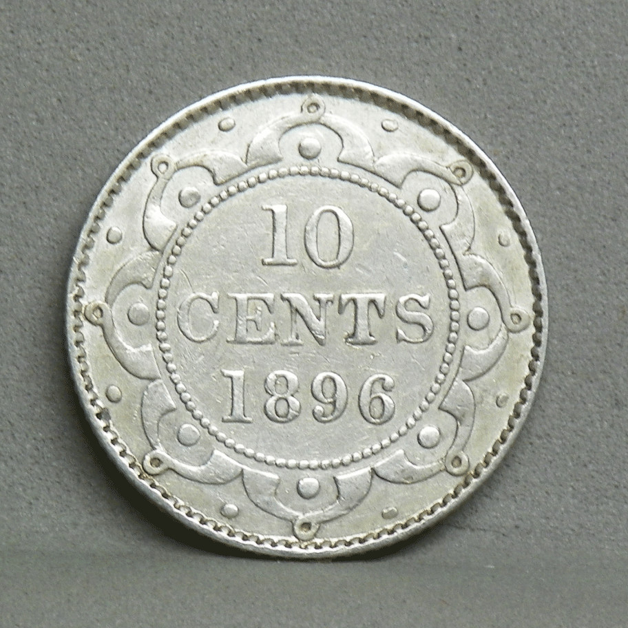 NEWFOUNDLAND 1896 10 Cents, XF cleaned