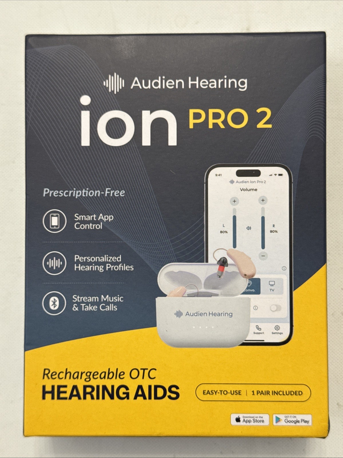 Audien Hearing, ion Pro 2, Rechargeable OTC Hearing Aids