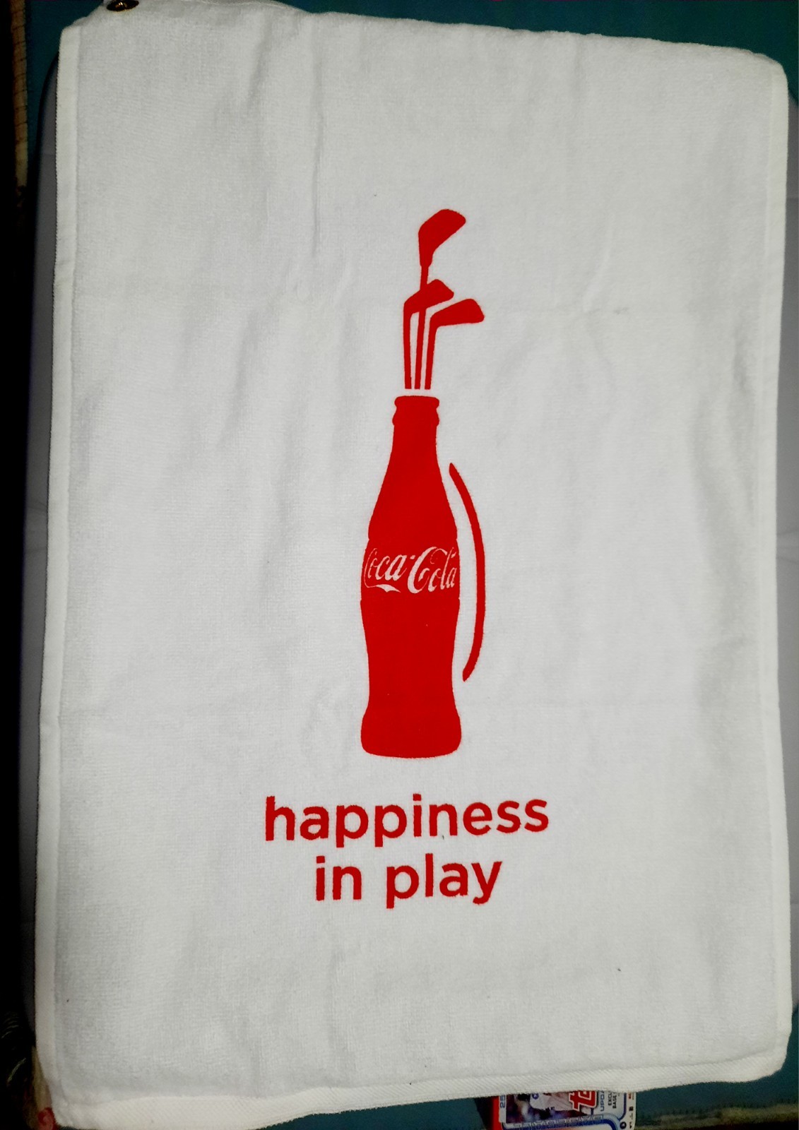 Vintage Coca-Cola Coke Golf Towel ProTowels Red Bottle Bag Clubs Clip-On