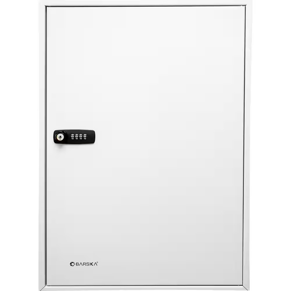 100-Key Steel Adjustable Key Cabinet with Combination and Key Lock, Grey