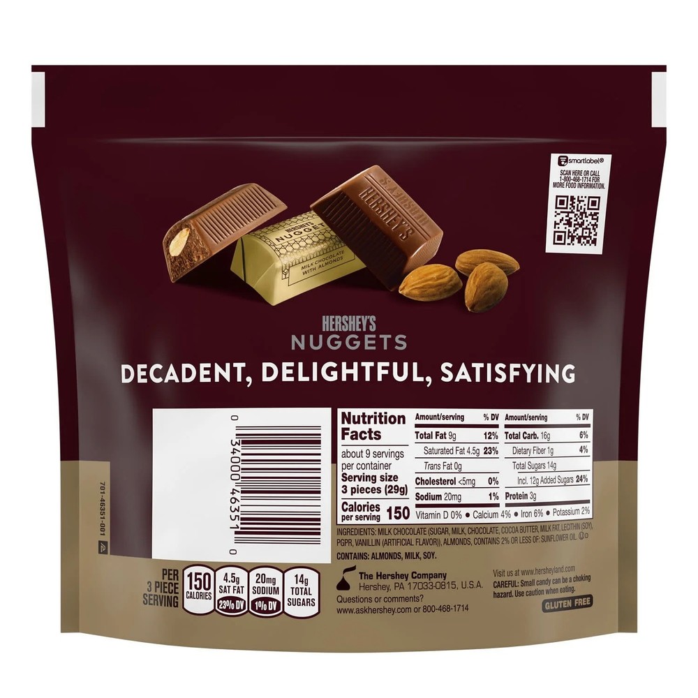 Hershey's Nuggets Milk Chocolate with Almonds Candy Share Pack, 8.8 oz