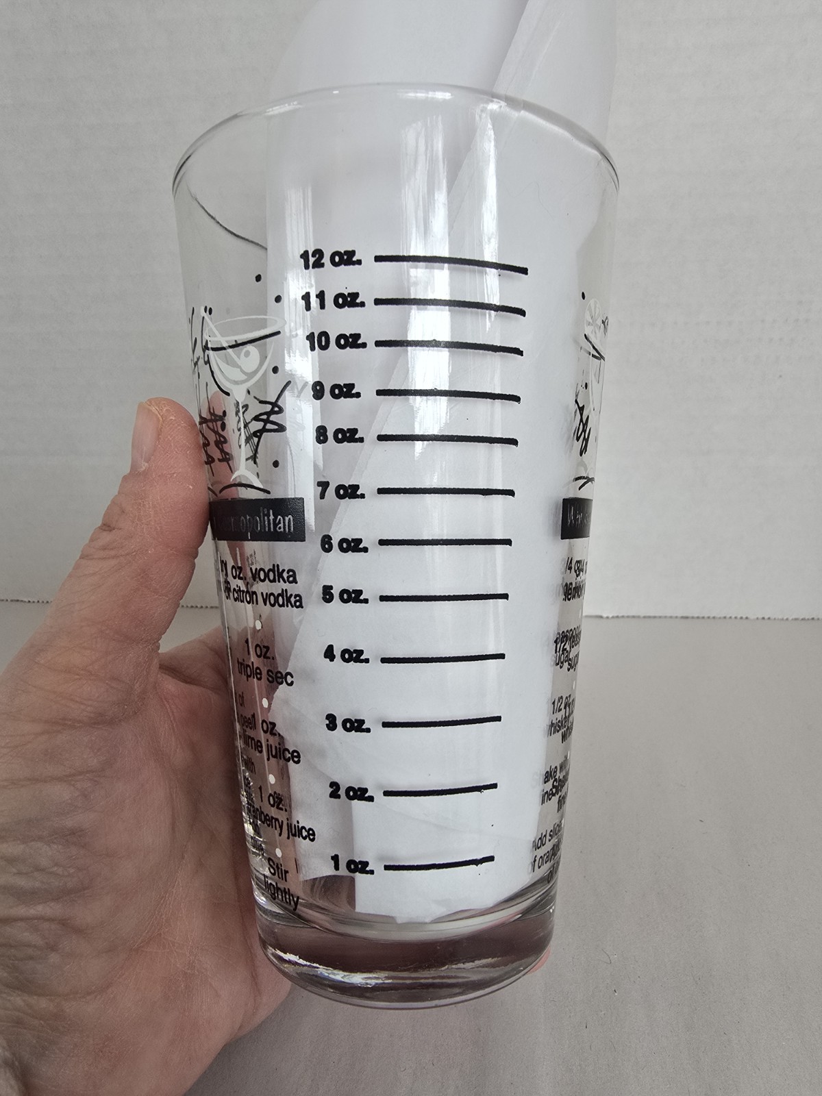 Vintage MidCentury Bartender Glass Cocktail Shaker 7 Classic Recipes