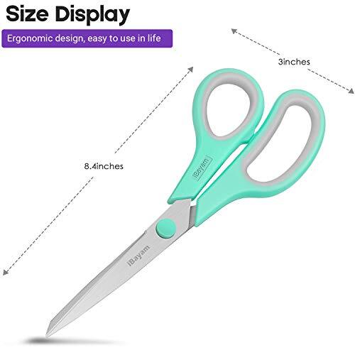 Scissors,8" Multipurpose Scissors Bulk Ultra Sharp Shears,3Pack,Mint,Grey,Purple