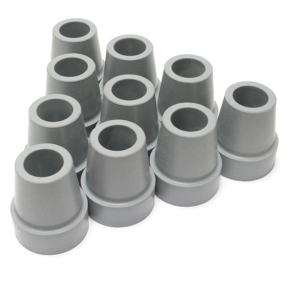 Replacement Rubber Cane Tips, Gray, 3/4 Inch, 10 Pieces