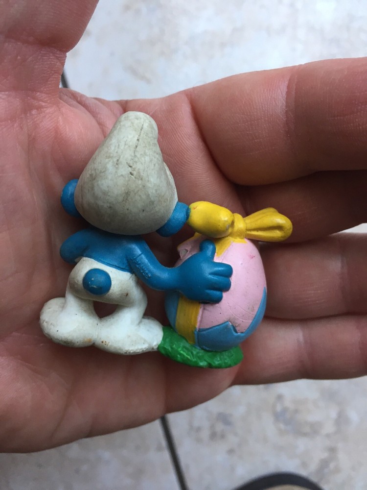 Smurf With Rubber Easter Egg 80s Maybe