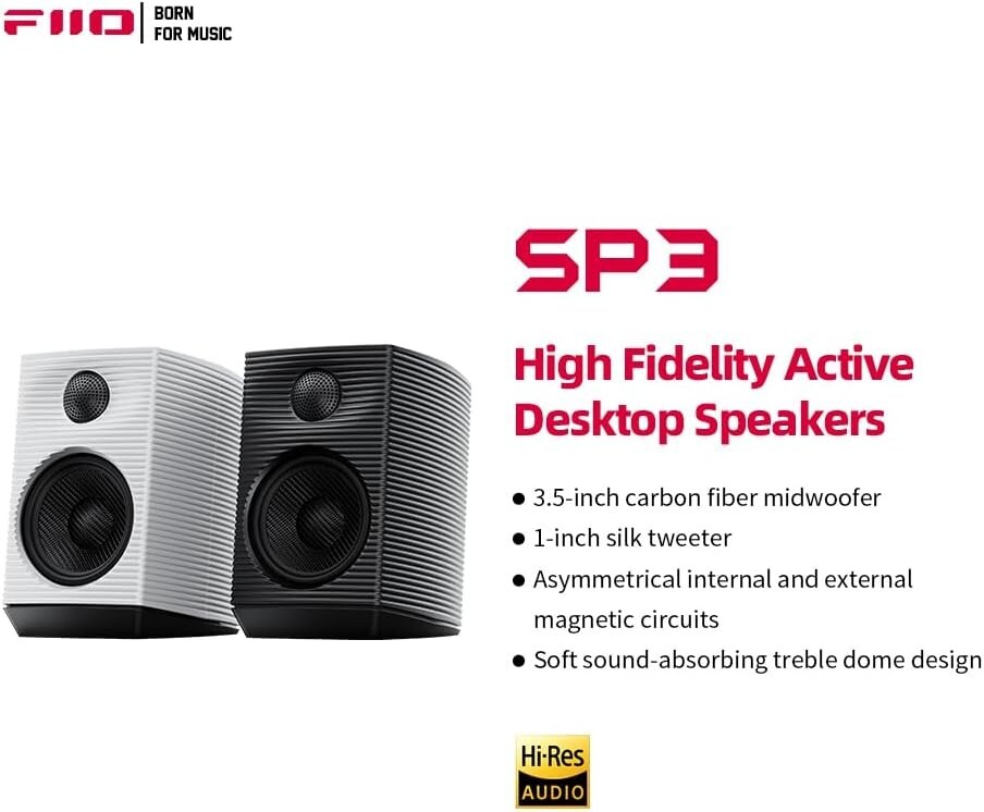 FiiO SP3 Powered HiFi Active Desktop Speaker-80W Stereo Computer Speaker (Black)