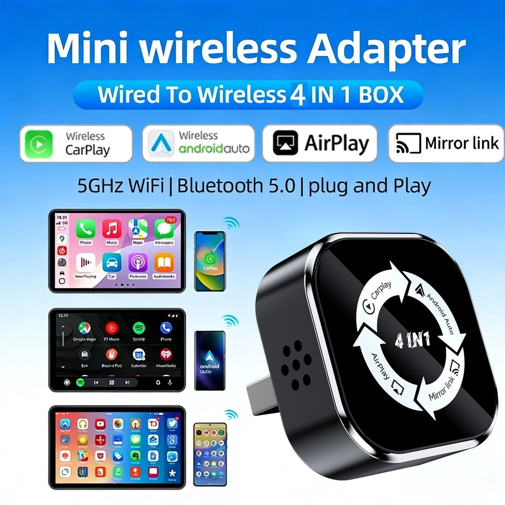 2026 Plug & Play Wireless CarPlay/Android Auto Adapter - Airplay Mirror Link