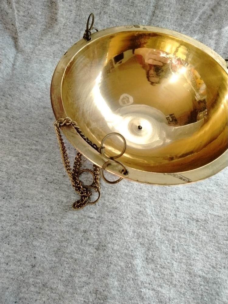 Brass Incense Charcoal Burning Handing Holder 6"