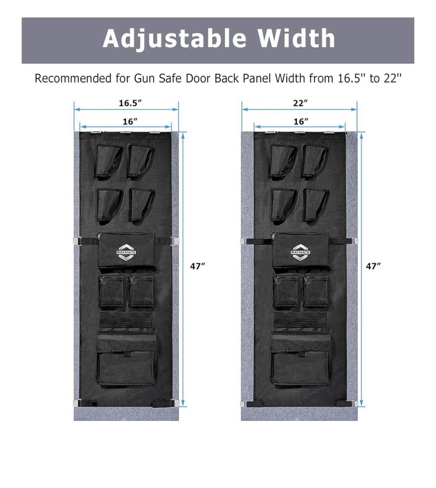 RAYMACE Gun Safe Door Panel Organizer 16.5W*47H Black