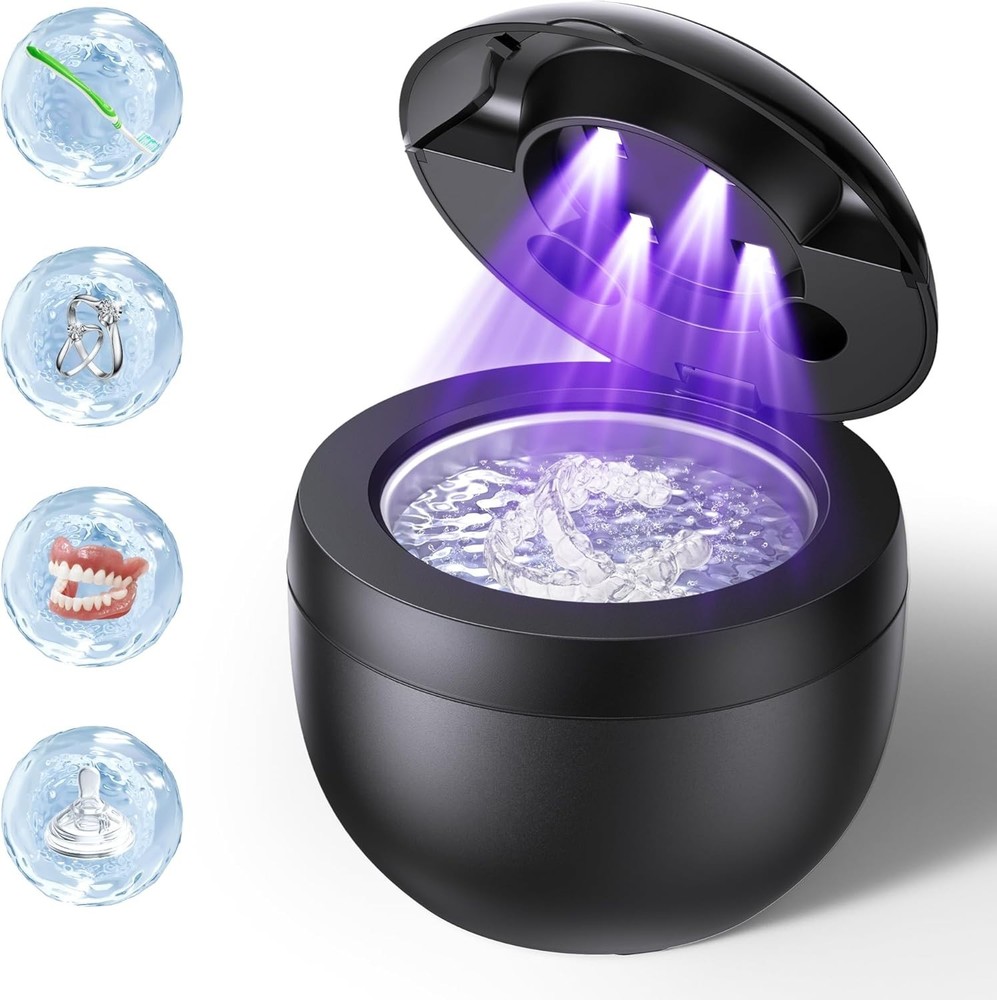 Whisper-Quiet Ultrasonic Cleaner with 200ML Capacity & UV Sterilization Features