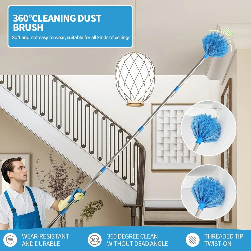 High Reach Duster Kit with14 ft Extension Pole High Ceiling Dusting and Windo...