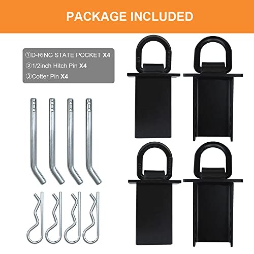4PCS 16200lbs Trailer Stake Pocket D Ring Tie Downs 4PCS Stake Pocket D Ring
