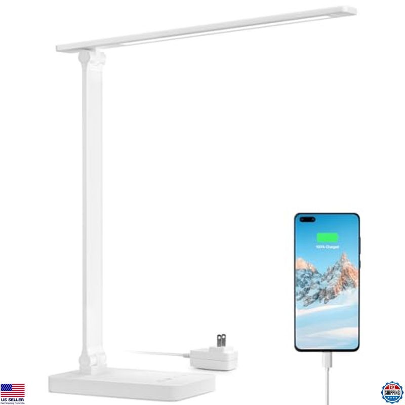 Lepro Dimmable LED Desk Lamp, USB, Touch Control, 3 Modes, 5 Brightness Levels
