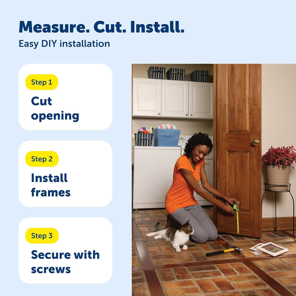4-Way Interior Locking Cat Door - Allows Convenient Movement between Rooms & Min