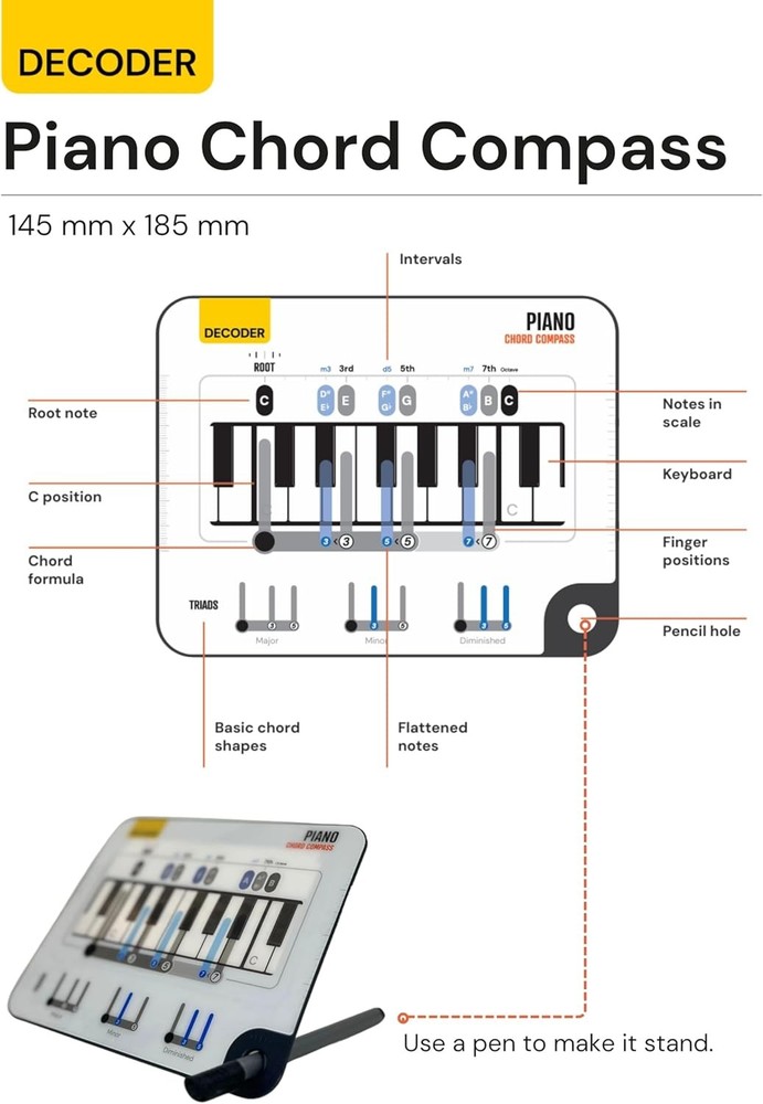 Piano Chord Compass - Learn Keyboard Chords - Ultimate Tool For Beginner...