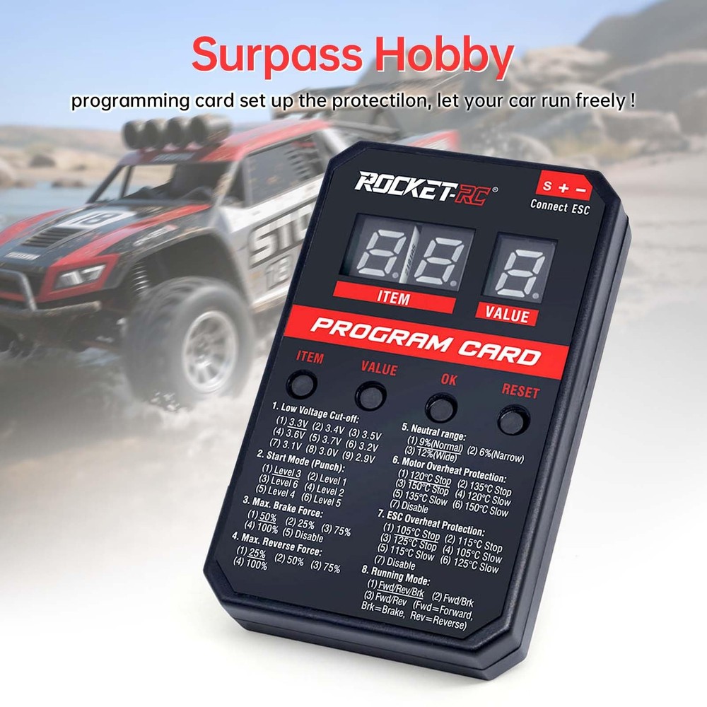 Surpass Hobby ESC Programming Card RC Car Electronic Speed Black&red V2