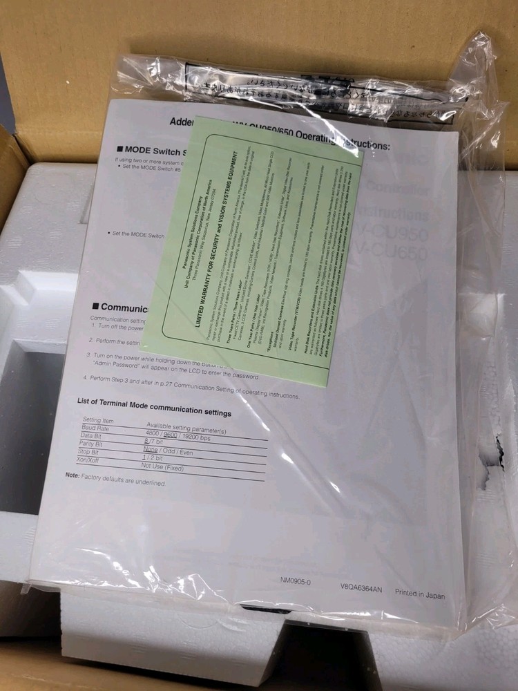 Panasonic Security System Controller - WV-CU650 Keyboard, Joystick New In Box