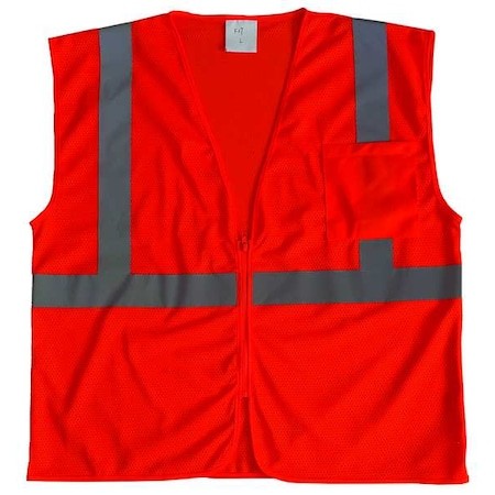 Condor 53Yl11 High Visibility Vest, Ansi Class 2, Mesh Polyester, U-Back,