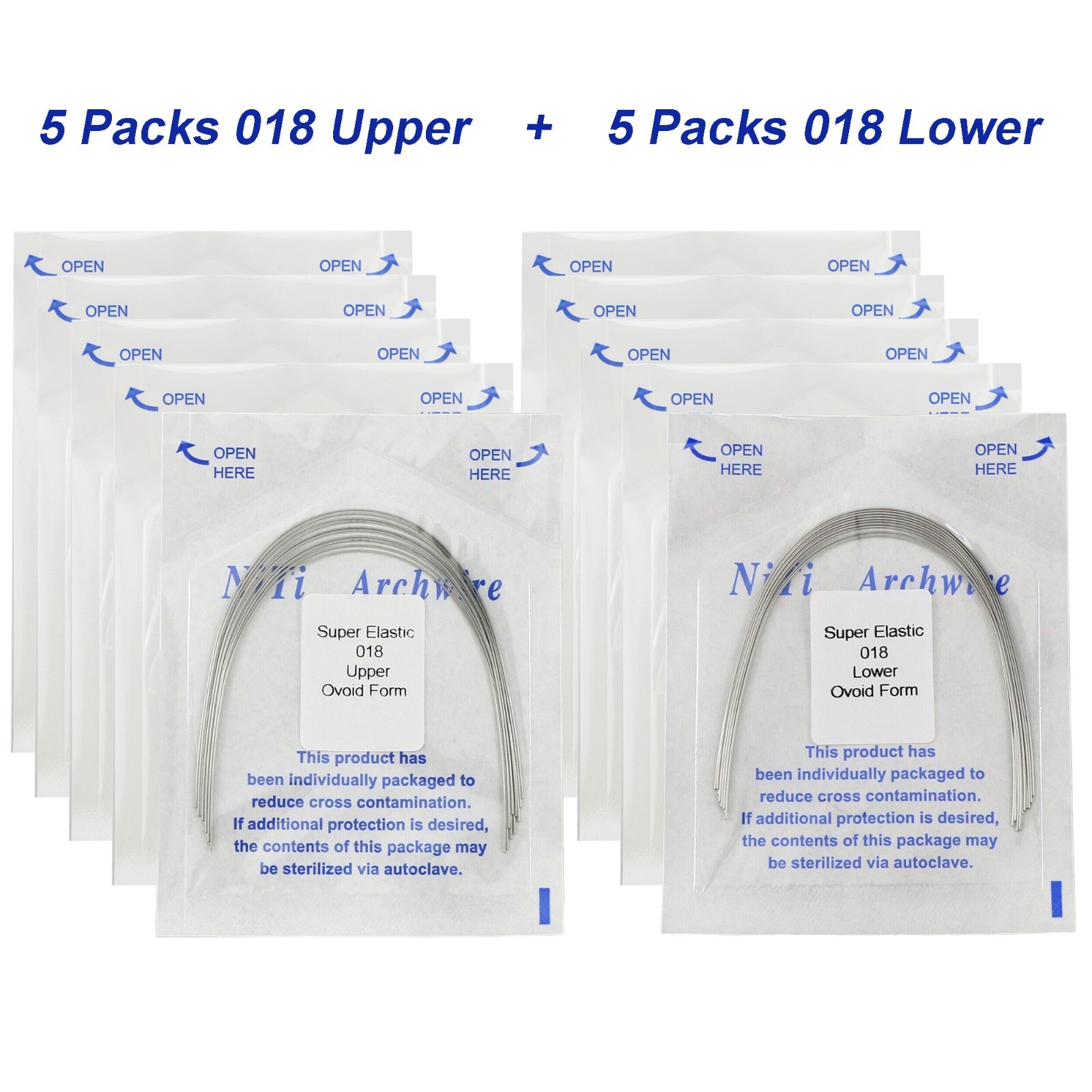 100Pcs Dental Orthodontic Arch Wire NiTi Stainless Steel Ovoid Round Rectangular