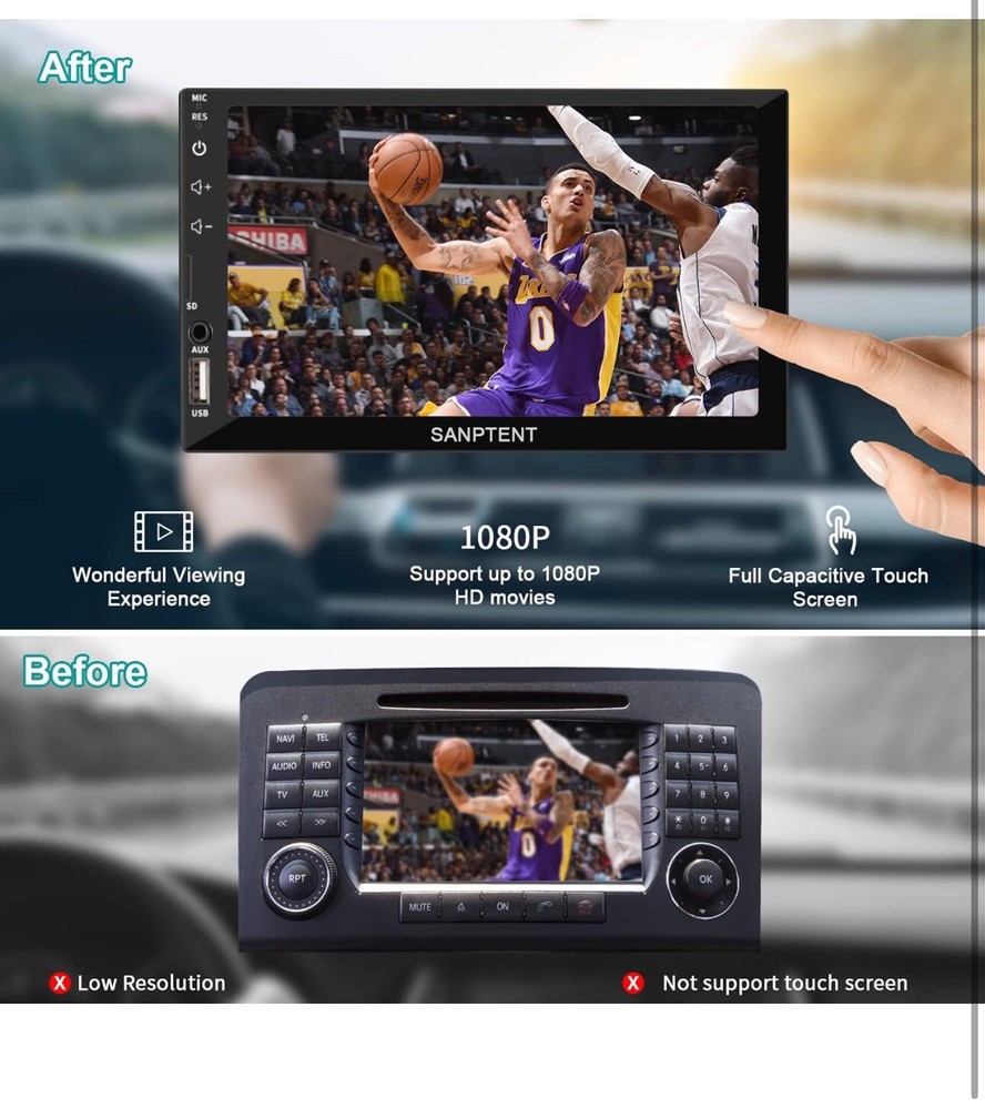 MP5 Car Player 2 Din 7 Inch Touch Screen Car Stereo Bluetooth + Backup Camera: