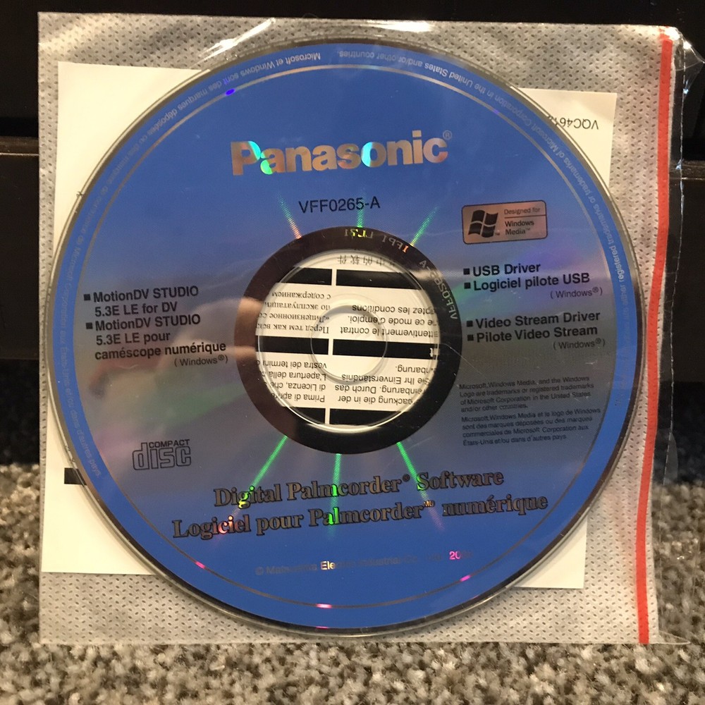Panasonic Digital Palmcorder Software CDRom for Windows -VFF0265A