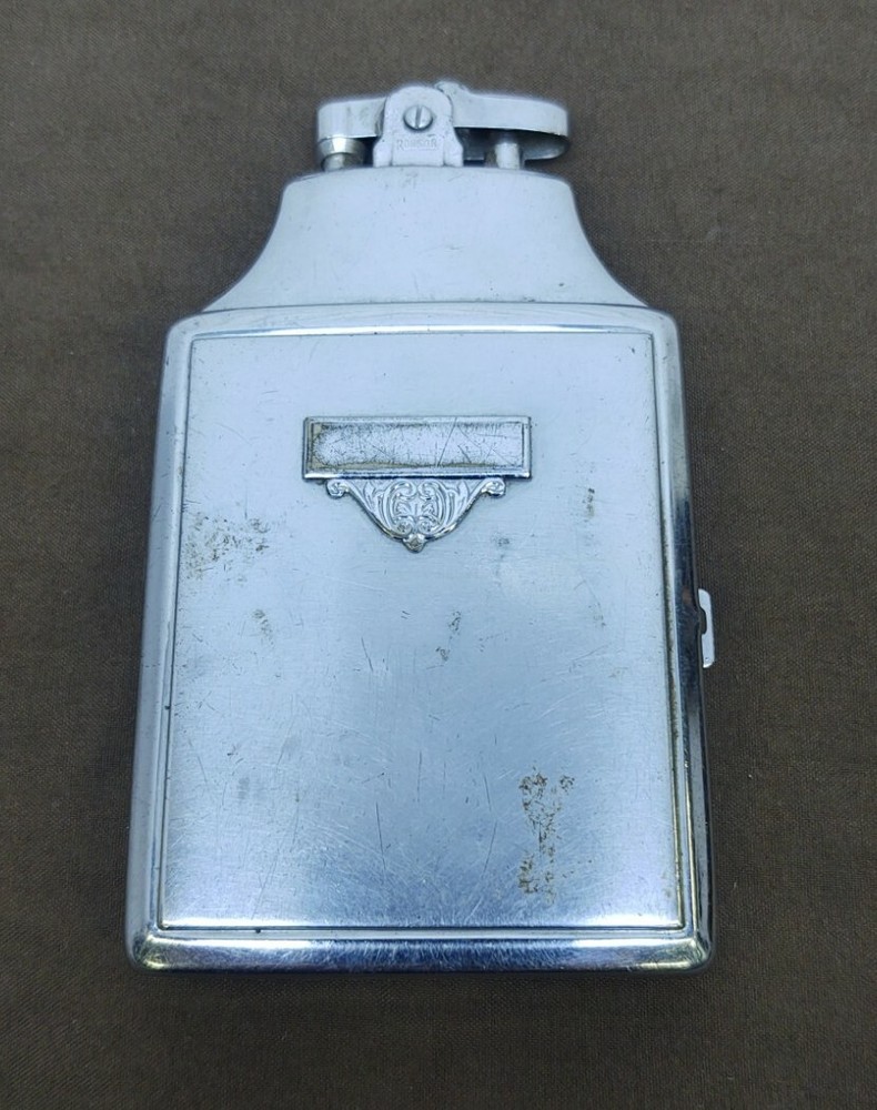 Vintage Ronson Monogram Combo Cigarette Lighter & Cigarette Case