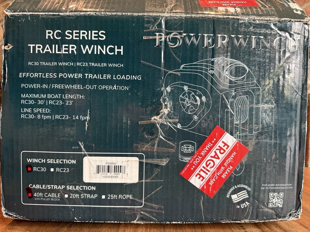 Powerwinch RC30 (P55950) Trailer Winch with 40ft Cable - READ!