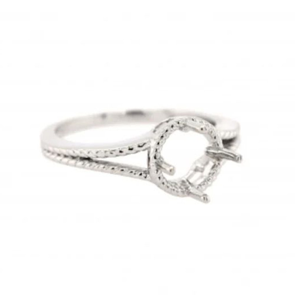 925 Sterling Silver Semi-Mount Engagement Ring Setting Round 6mm Ring
