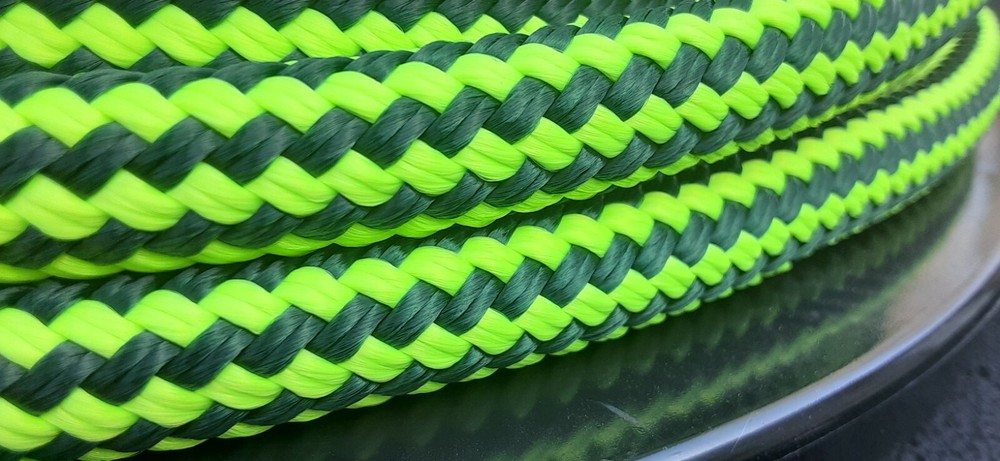9/16 x 40 ft. Double Braid-Yacht Braid Polyester Rope. Hunter/Lime