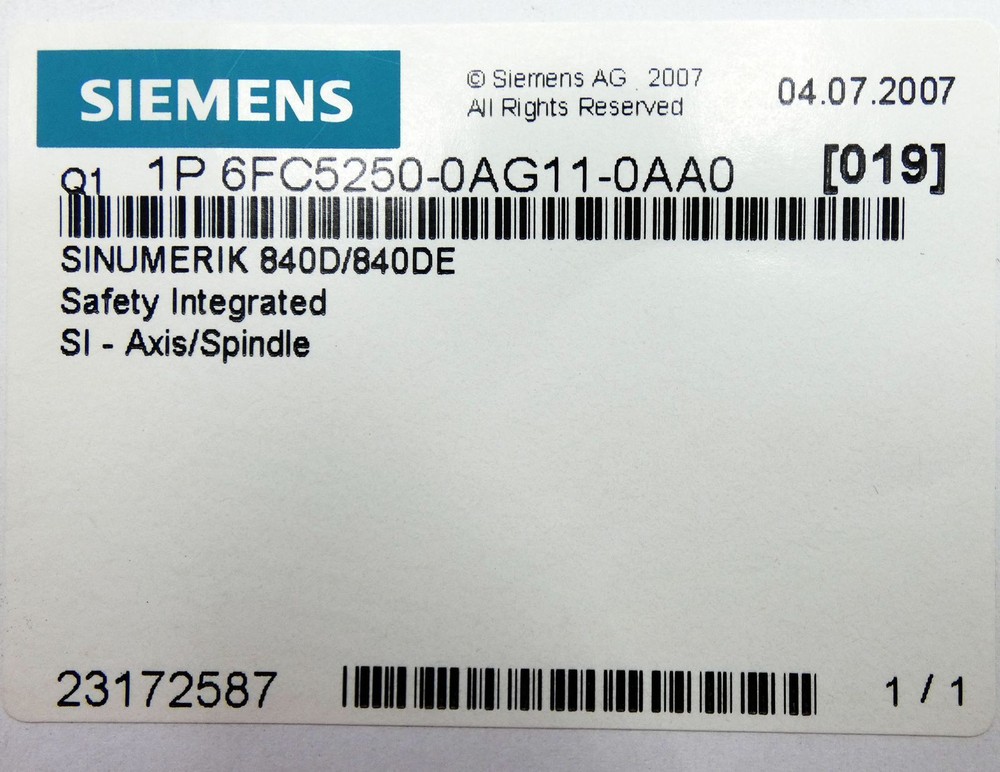 Siemens Sinumerik 6FC5250-0AG11-0AA0 SI-Axis/Spindle -sealed-