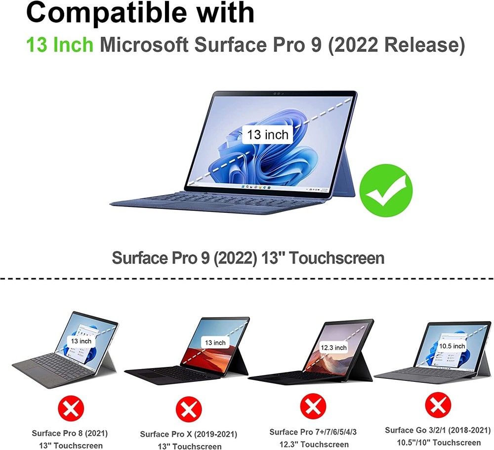 Hard Case for 13 Inch Microsoft Surface Pro 9 / Pro 9 5G 2022 Shockproof Cover