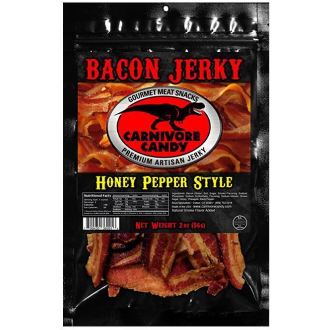 Carnivore Candy Honey Pepper Bacon Jerky 2 OZ