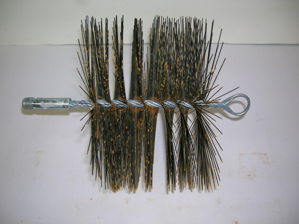 7" Round Wire Chimney Flue Cleaning Brush 1/4" NPT Thread & Loop Light Wear
