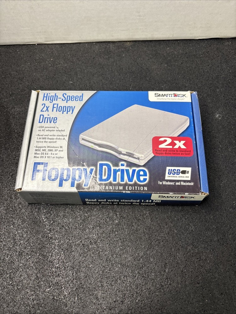 SmartDisk High Speed 2x USB External Floppy Disk Drive Titanium Edition WIN MAC