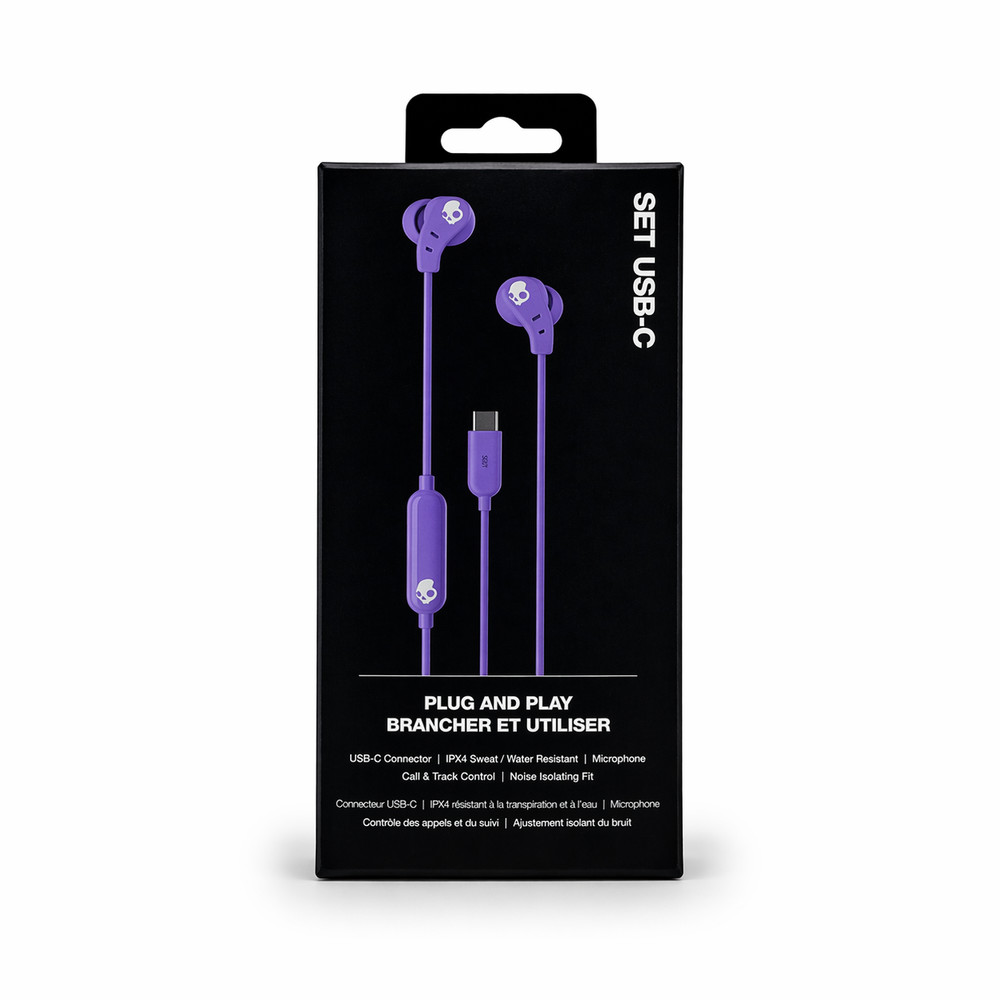 Skullcandy USB-C Wired Earbuds Purple 3 Pack New