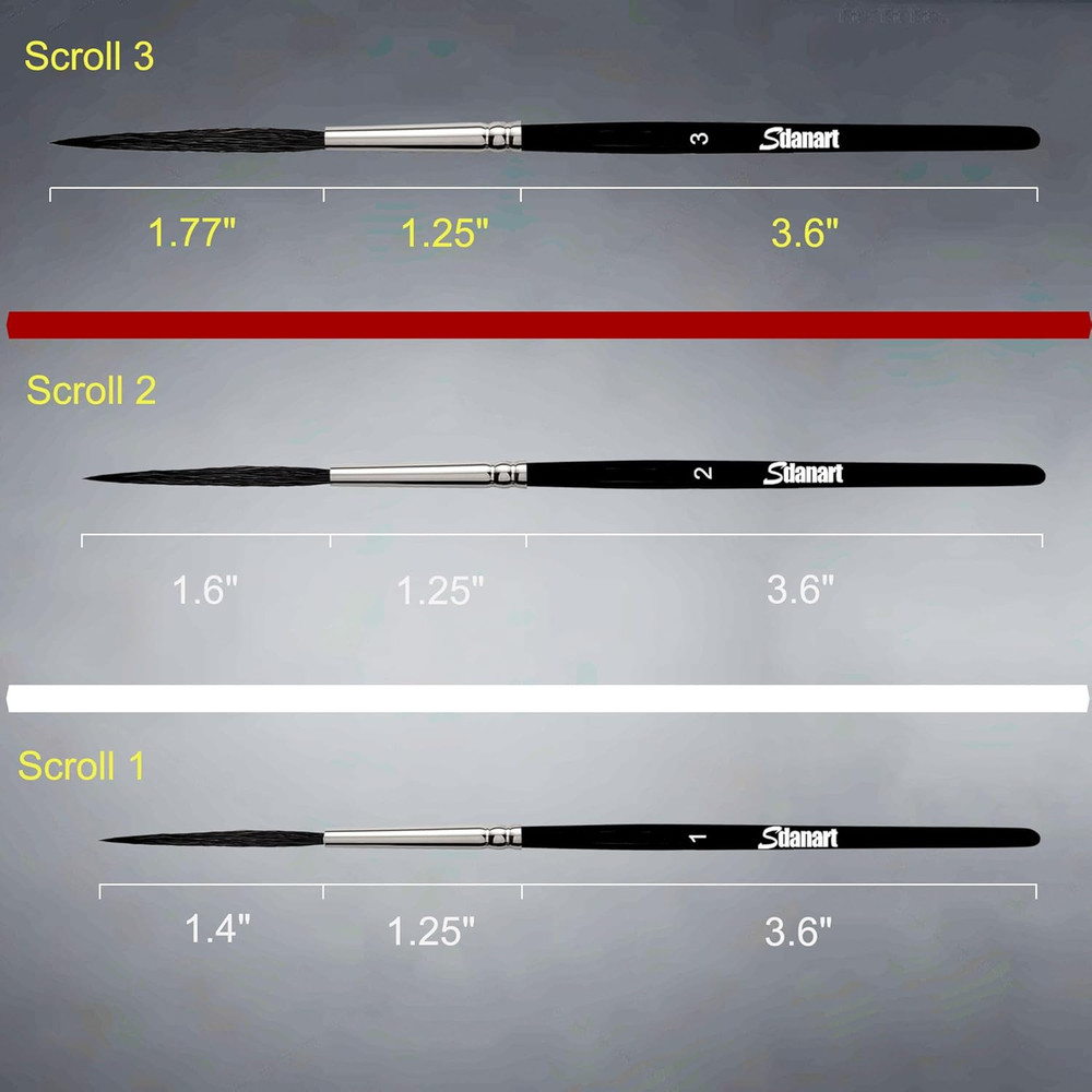 Scroll Pinstriping Brush 3 PCS High Performance Script Pinstripe Brushes Made