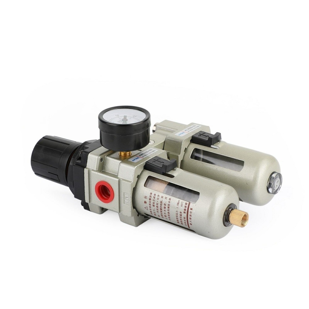 3/8" Air Compressor Filter Oil Water Separator Trap Tools w/ Regulator Gauge
