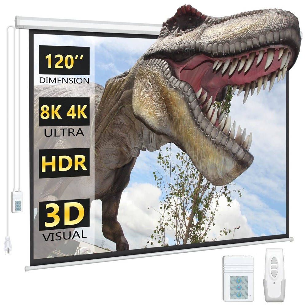 120 Inch Electric Projector Screen with Remote, Automatic Air Indoor Drop Dow...