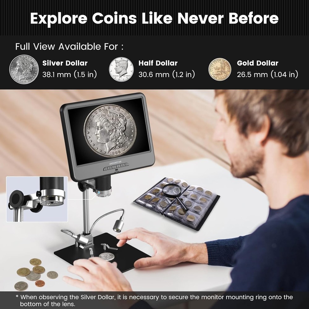 AD210 10.1 Inch LCD Digital Microscope for Adults, Soldering Microscope for Elec