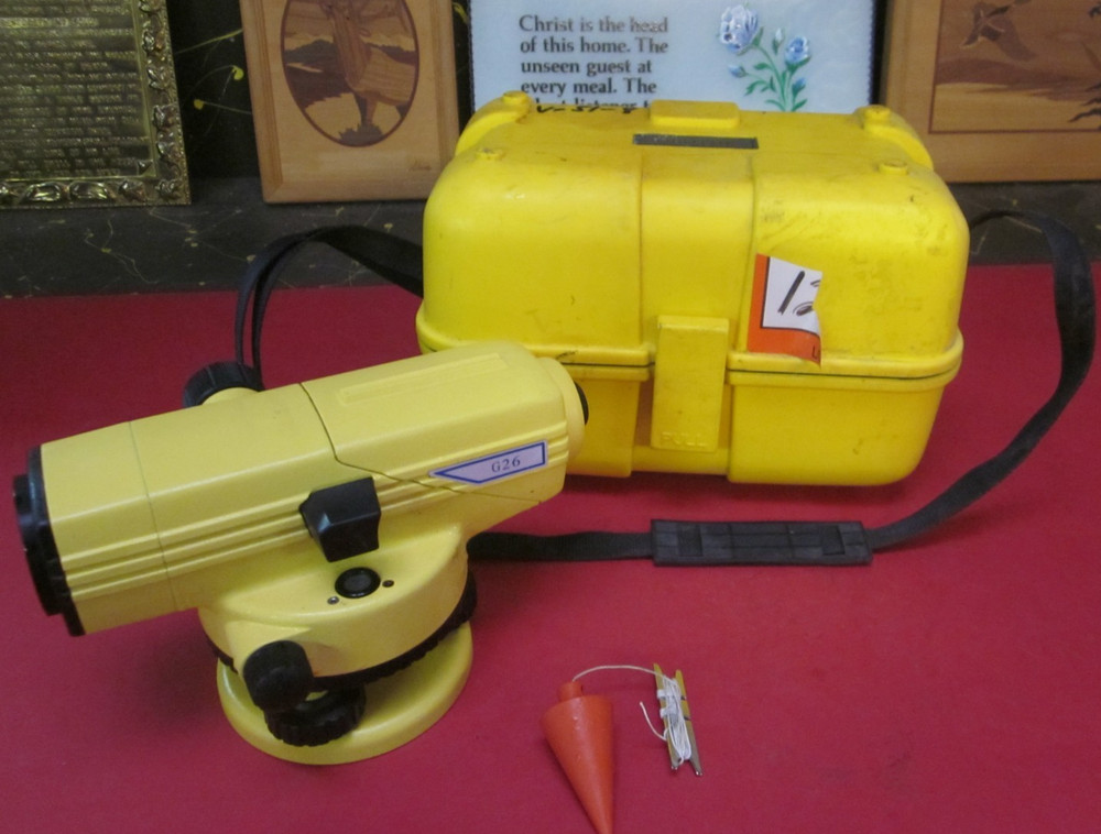 Geotop automatic level transit instrument w. plumb bob in case