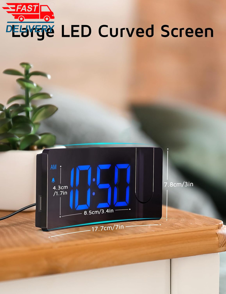 Projection Alarm Clock, Digital Clock with 180° Rotatable Projector 👌✌️