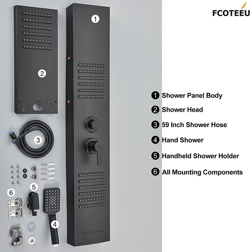 LED Shower Panel Tower System Rainfall Head Massage Shower System Body Jet
