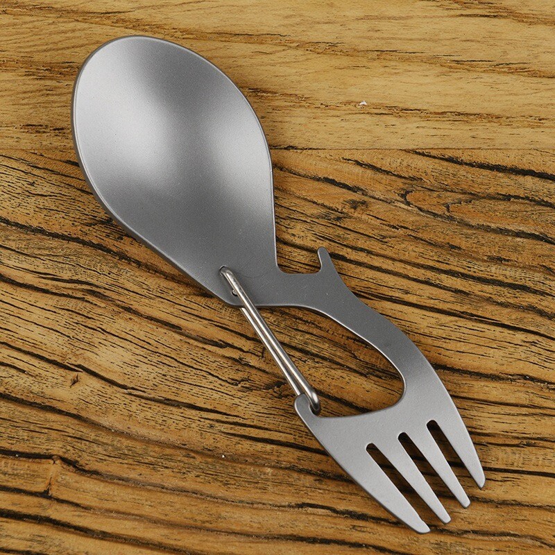 3 In 1 Camping Picnic Titanium Spoon Tableware Titanium Fork Ultralight1882