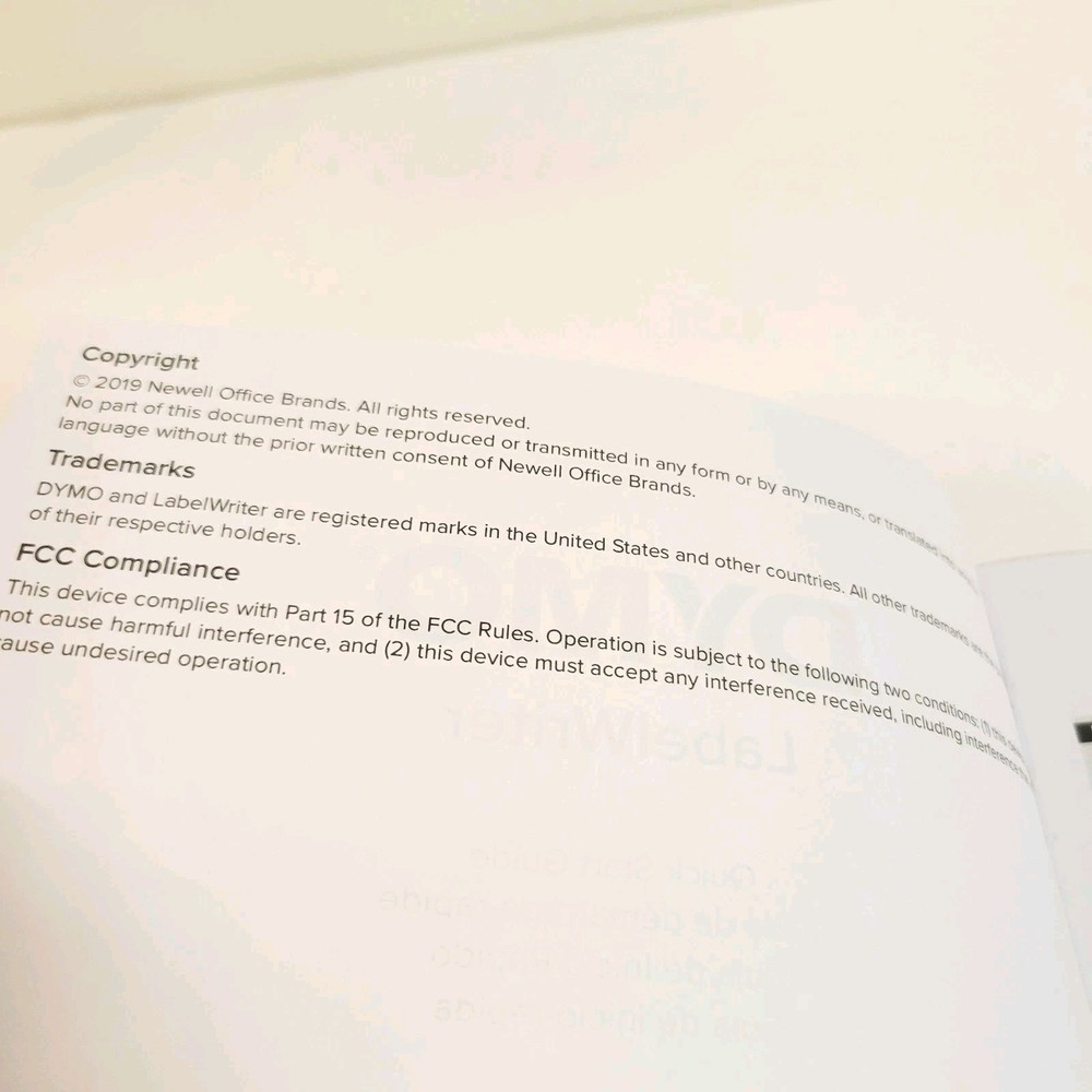 Dymo LabelWriter Quick Start Guide Manual Book ONLY