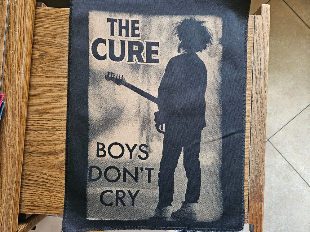 THE CURE, BOYS DON'T CRY, CANVAS SCREEN PRINTED LARGE BACK PATCH