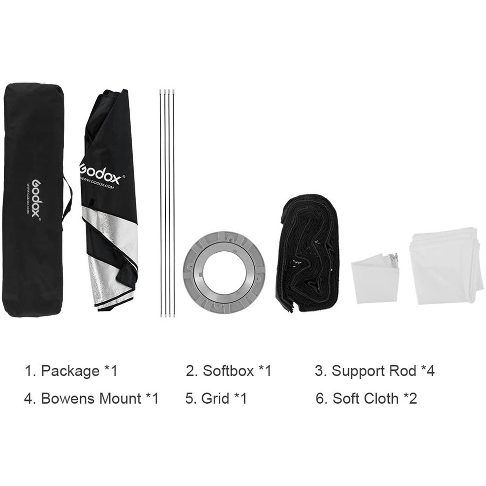 2PCS Godox 35x160cm Rectangle Softbox w/ Grid Bowens Mount For Flash Speedlite