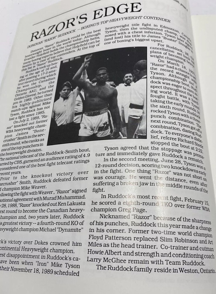 Boxing Championship Fight Program DONOVAN RAZOR RUDDOCK vs PHIL JACKSON 1992