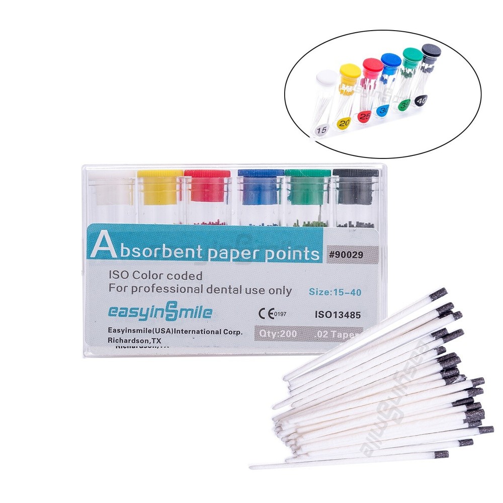 Dental Endodontic Absorbent Paper Points Assorted Color Coded .02/.04/.06 Taper