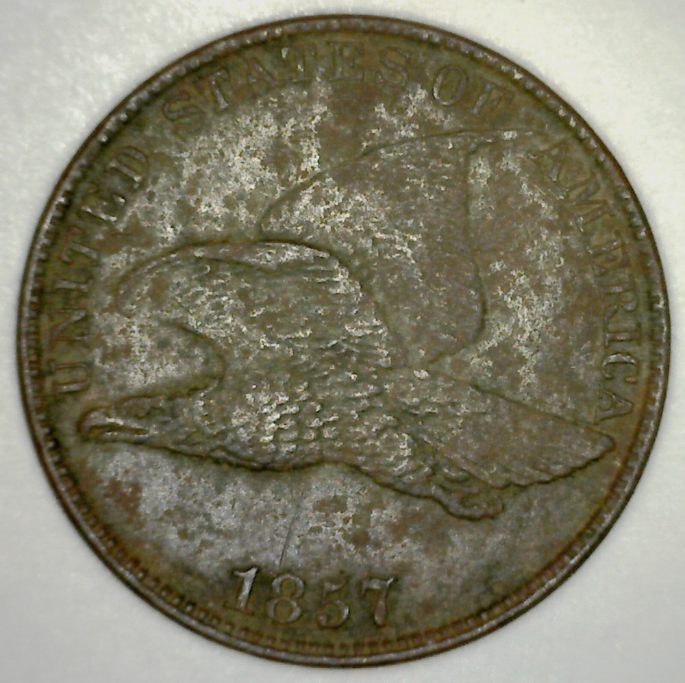 1857 Flying Eagle Cent Coin 1c US Copper Nickel Penny Extra Fine Circulated Dark